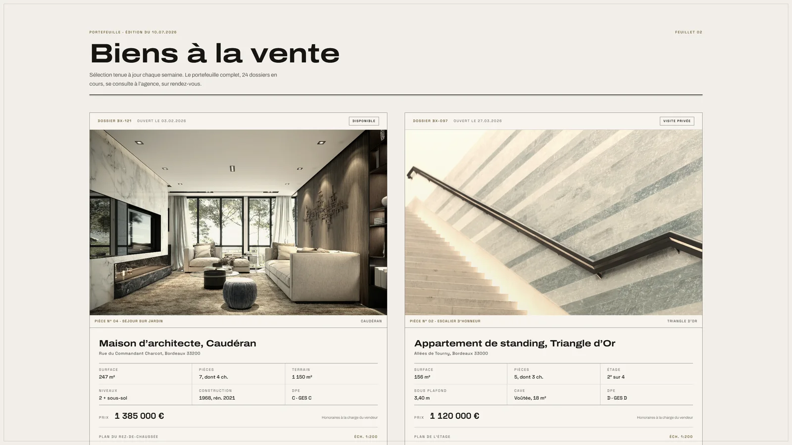 Fiches de biens du site Altier