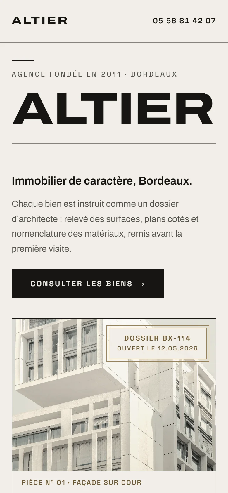 Version mobile du site Altier
