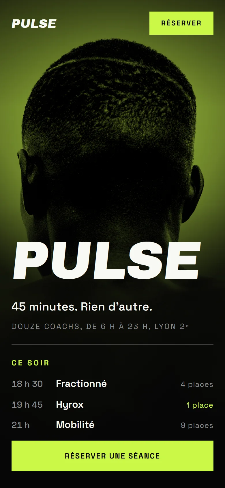 Version mobile du site Pulse